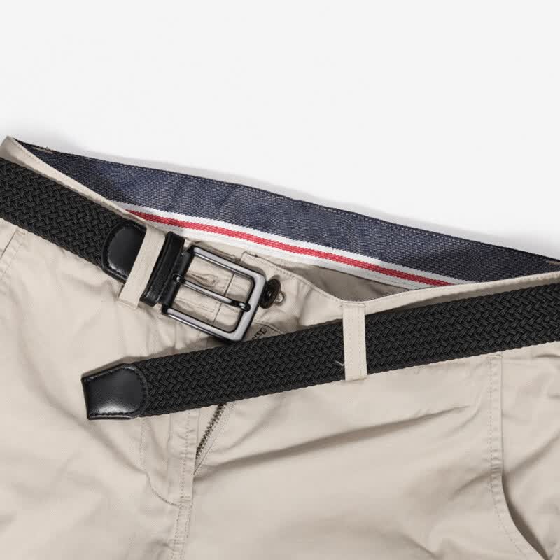 CHALKIN高尔夫帆布腰带男弹力编织布皮带针扣休闲简约户外运动透气免打孔 蓝白 115cm