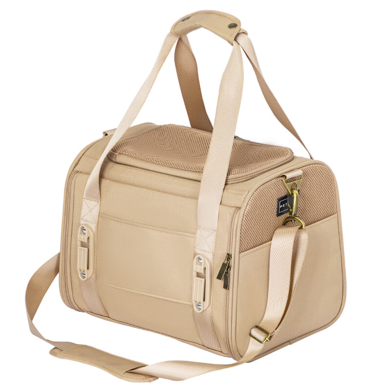 貝芬菲特寵適PETSFIT貓包航空軟包外出便攜寵物包進客艙狗狗航空箱登機包 卡其色【南航、海航適用】_35*28