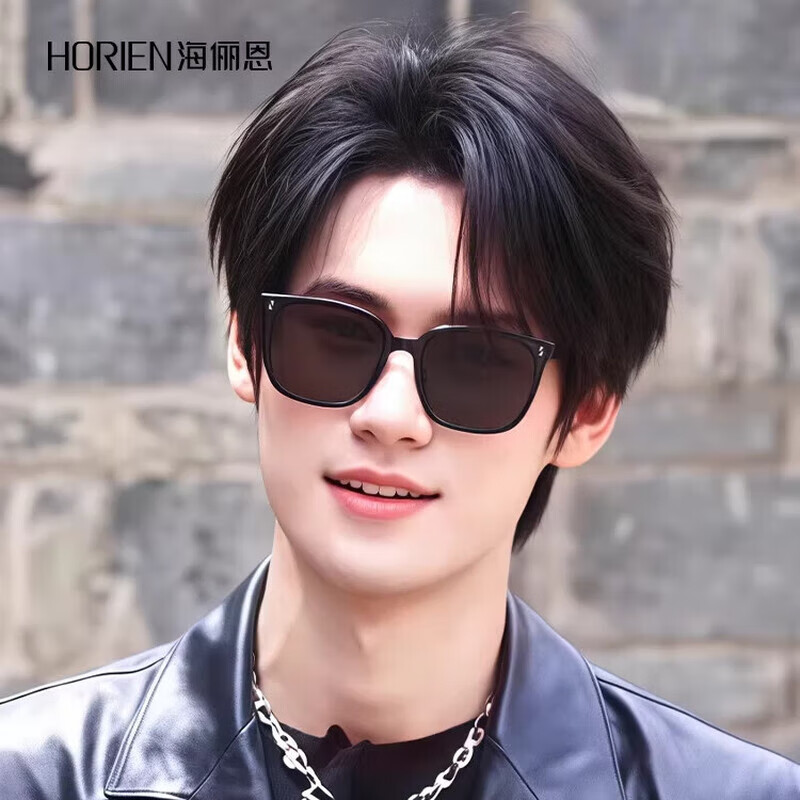 海俪恩(HORIEN)偏光太阳镜女新款女士防紫外线防晒男高级感墨镜可配度数镜N8109 N8109N06-亮黑框/深灰