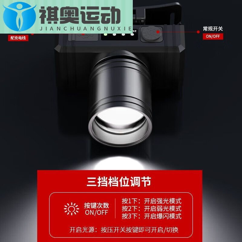 宰搂头灯长续航散强光工地干活户外登山小巧轻便led大范围亮充电 围亮充电