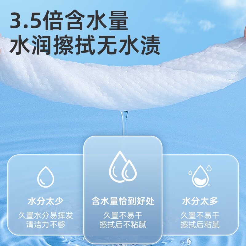 雅思汀娜湿巾EDI纯水湿纸巾80抽保湿亲肤不含酒精手口可用180*200mm 80抽*3包