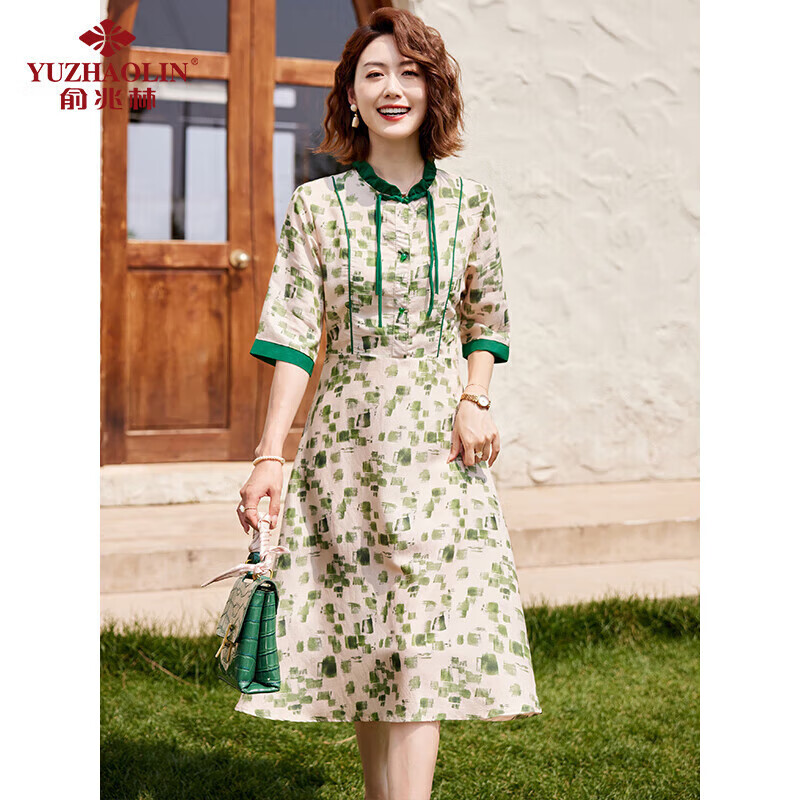 俞兆林中老年女装妈妈装夏季短袖连衣裙气质婆婆裙子 Y242A2005
