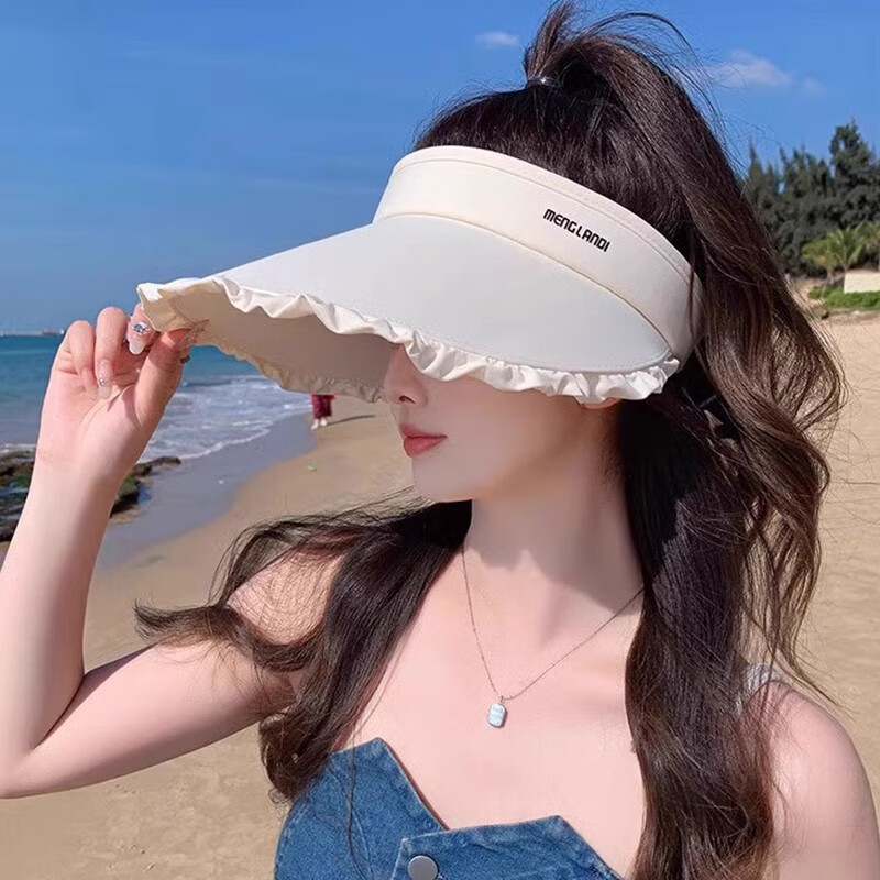 【精选直发】新款防晒帽女士夏天骑车运动冰丝空顶遮阳帽大檐太阳 粉色【可折叠】 (1个装) 均码