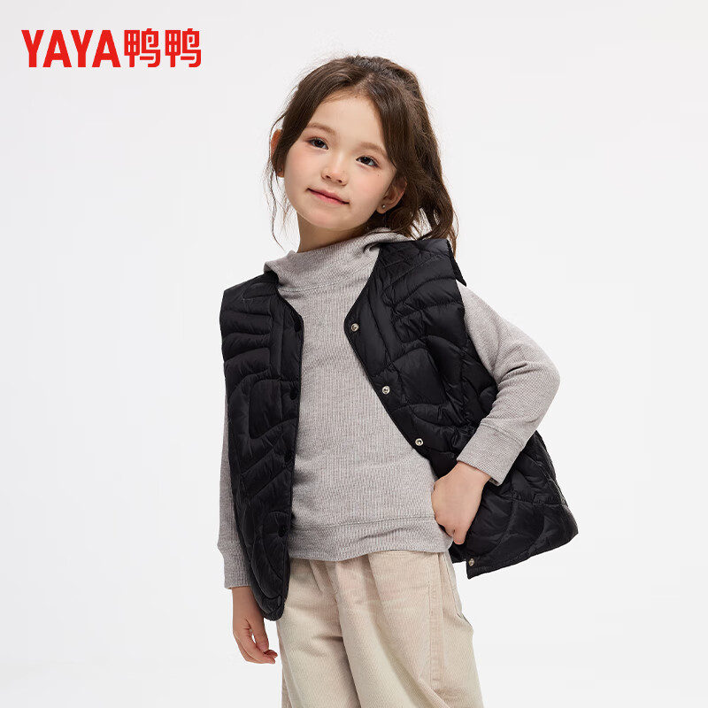 鸭鸭【反季】女童羽绒马甲鸭鸭童装外套2025新款冬季保暖上衣 燕麦色 140
