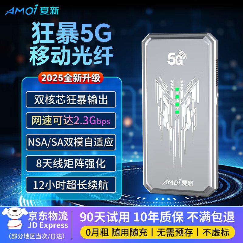 夏新5g随身wifi6移动无线免插卡高速车载千兆双频mifi便捷式全国通用路由器无限流量2025款电竞办公 【石墨灰】双核智芯 全程高速