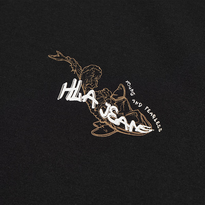 黑鲸趣味字母印花短袖T恤男宽松圆领短t男舒适休闲 黑色27 S