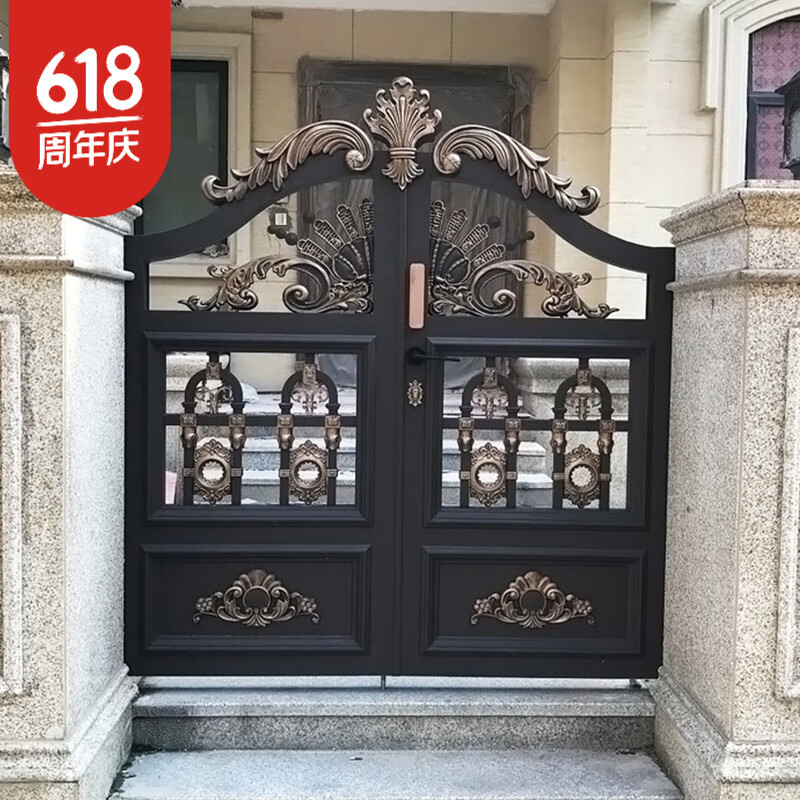 智家派別墅庭院門鋁合金歐式鋁藝大門家用鄉(xiāng)村院子農(nóng)村大門電動(dòng)雙開門 【高端鋁藝豪華版】