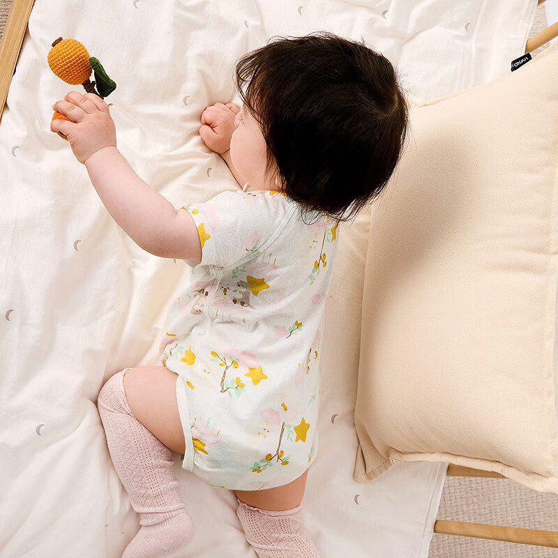 巴拉巴拉新生儿衣服宝宝包屁衣三角衣2025新款两件装夏装轻薄舒适 红色调00366 52cm