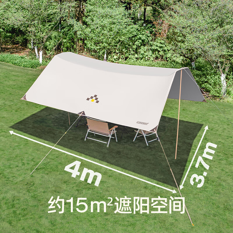 LUING BOX露营盒子 户外天幕T形大阴影遮阳棚便携涂银多人野餐防晒防雨装备 粉绿（地钉微瑕 介意勿拍）
