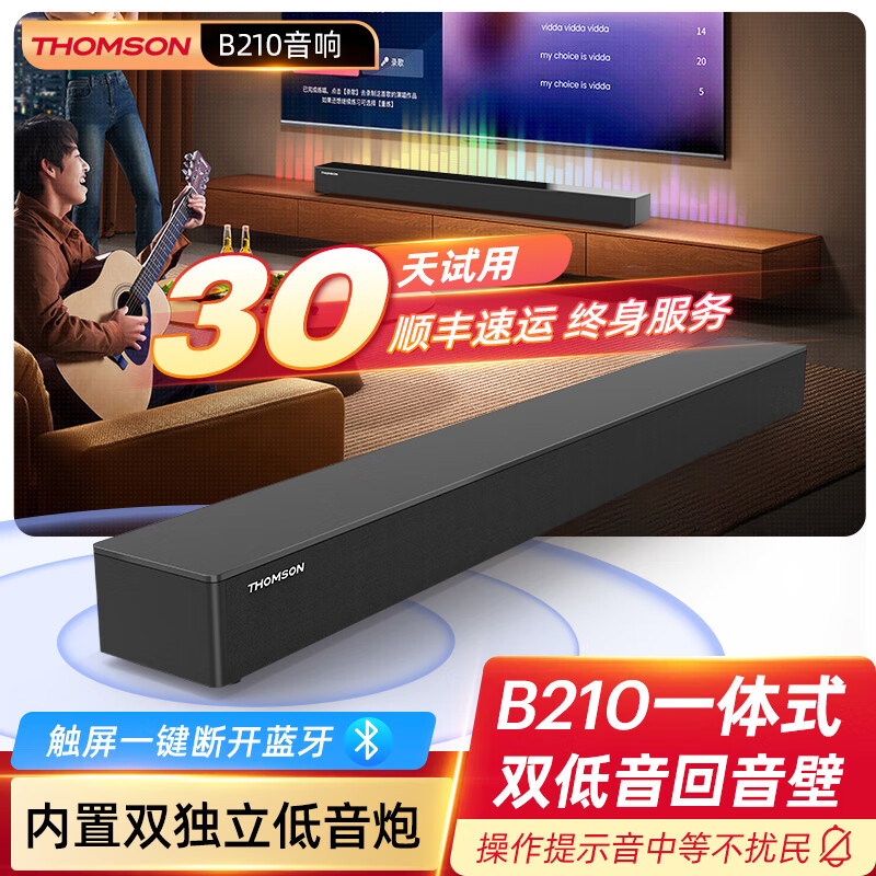 THOMSONB210 电视音响 一体式 家用客厅音箱  回音壁 家庭影院 5.3蓝牙无线连接 内置双重低音炮 