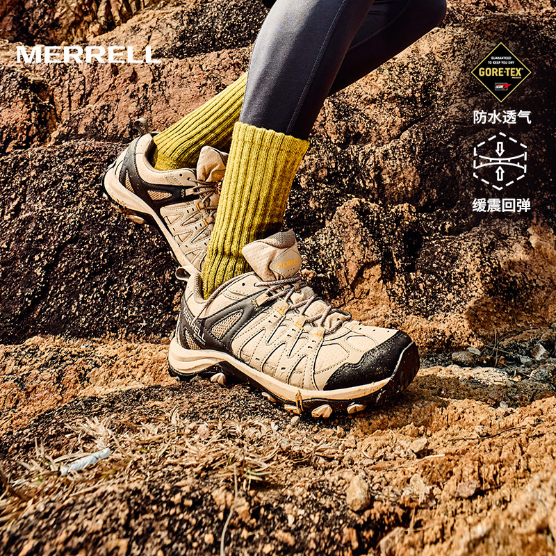 迈乐（Merrell）户外徒步鞋男女款ACCENTOR GTX/WP经典防水透气防滑耐磨登山鞋 J500409-GTX银（男） 43