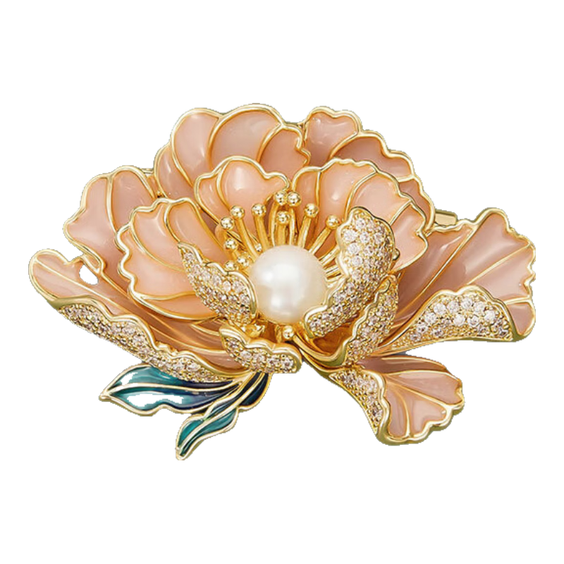 Jay古典新中式牡丹胸針女衣服配飾生日禮物送長輩媽媽婆婆