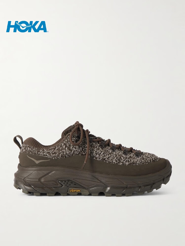 Hoka One One 奢侈品 男士 TOR SUMMIT 橡胶边织纹山羊皮网纱运动鞋 Brown 20 | 8.5 US