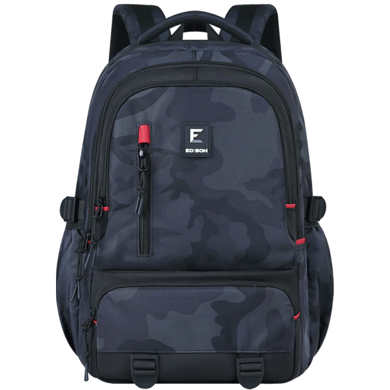 爱迪生发明家初中生书包学生男孩高中生大容量背包减负护脊双肩包 k70 迷彩黑