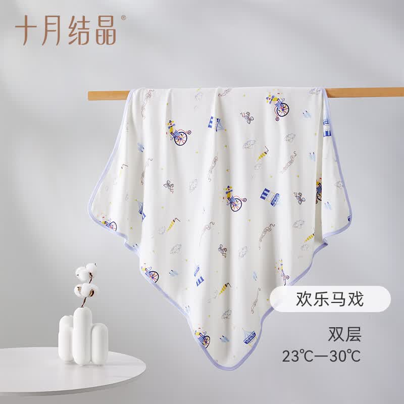 十月结晶婴儿包单春夏初生新生婴儿包被纯棉抱被产房用品 【欢乐马戏】四季双层款