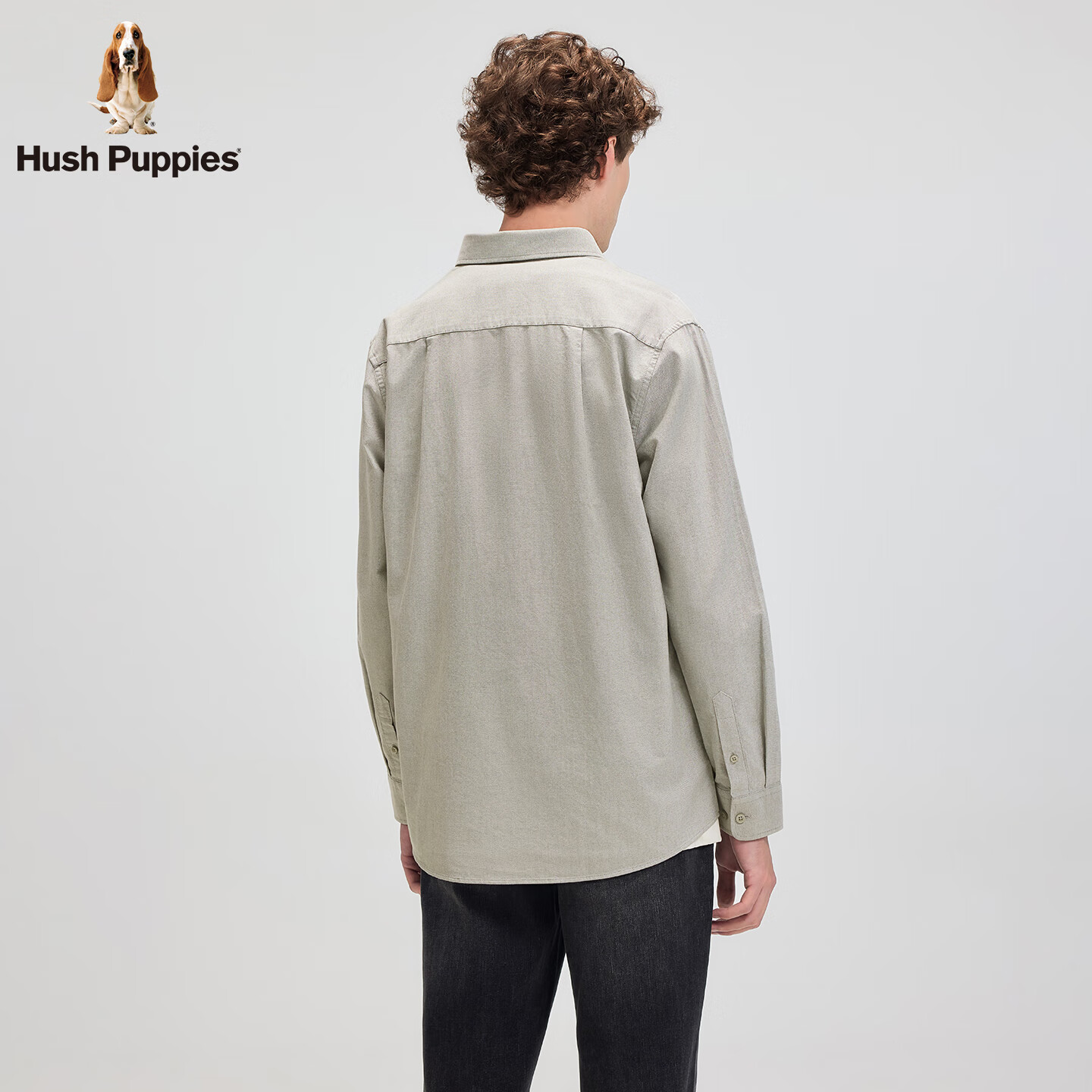 暇步士(Hush Puppies)【舒适全棉】男装2025秋季简约基础款百搭牛津纺长袖衬衫 雪松深绿 L