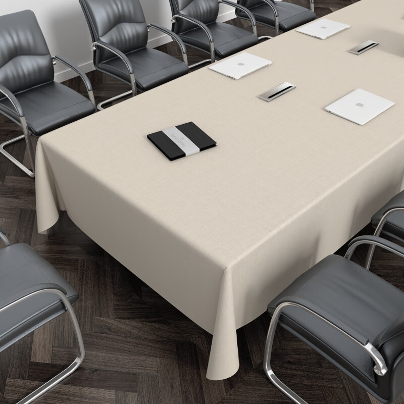 灰色简约防水桌布26米长条会议桌高级感 棉麻米色 防泼水 160*250CM 防泼水