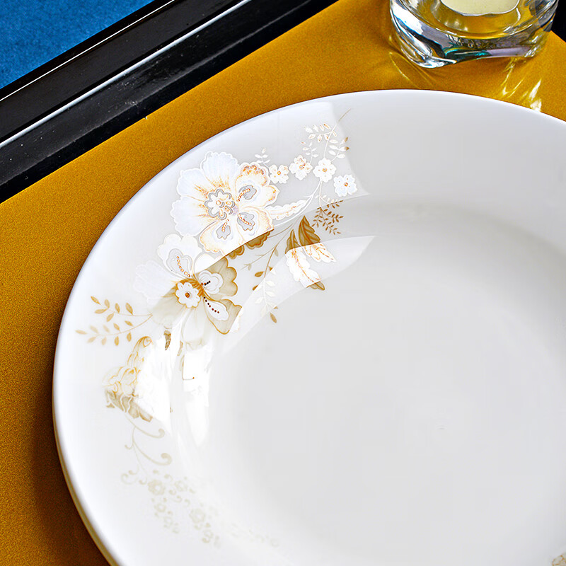 京峰阁 碗盘餐具整套碗具套装 景德镇陶瓷碗碟家用乔迁碗筷套装礼品 国色天香餐具礼盒装