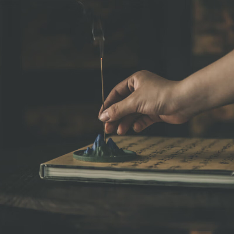 梅林筆莊書法鎮(zhèn)紙尺千里江山陶瓷線香香插香托線香文房四寶筆擱筆托架筆送禮創(chuàng)意禮品文房用品擺件鎮(zhèn)紙