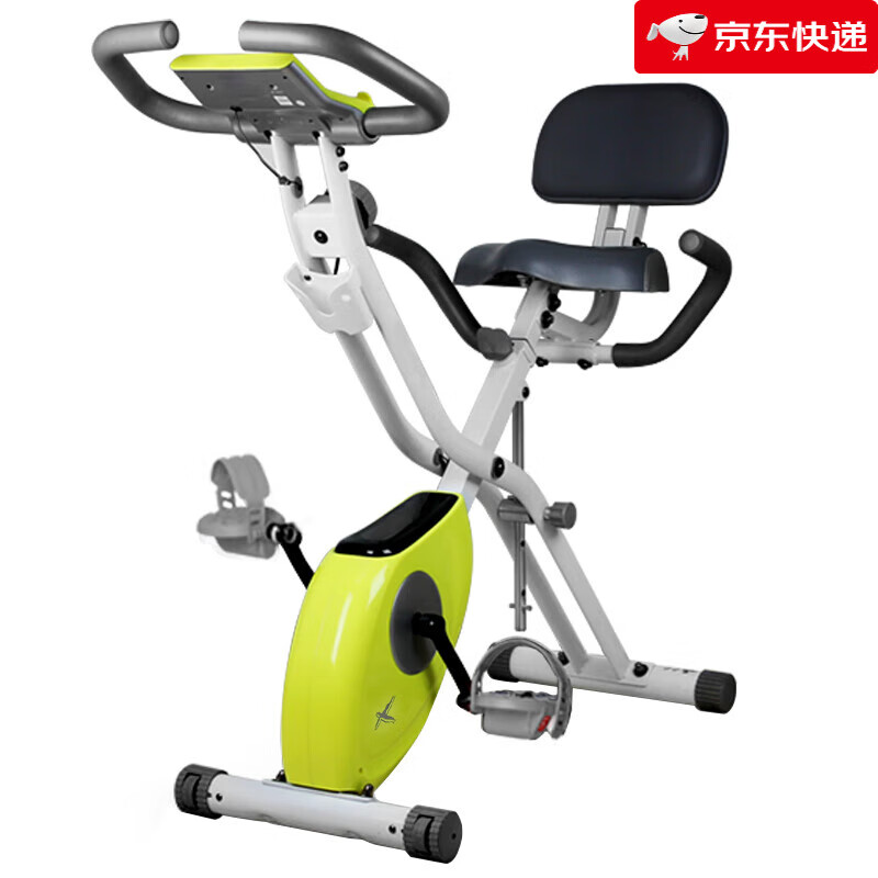 雷克【新品】 可折疊動(dòng)感單車磁控健身車家用單車小型腳踏自行車 檸檬黃(帶心率)