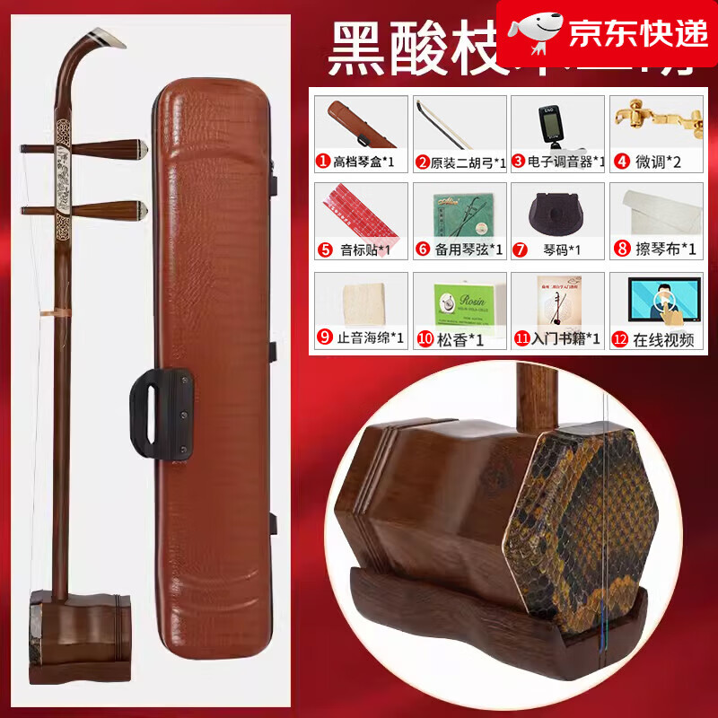 道韻【新品】二胡樂器木初學(xué)者入門成人考級蘇州二胡廠家直銷 木二胡+全套禮包