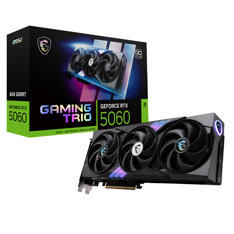 微星（MSI）魔龙 GeForce RTX 5060 8G GAMING TRIO OC 电竞游戏设计智能学习独立显卡