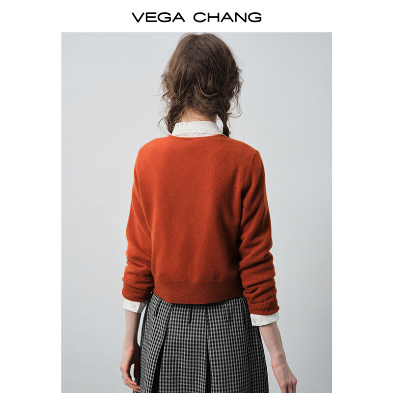 VEGA CHANG【小敏推荐】【100%绵羊毛】毛针织衫女2025新款秋气质开衫毛衣 樱桃红(毛针织衫) 均码