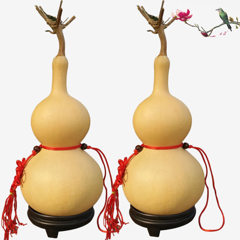 天然葫芦风水挂件客厅招财大号镇宅摆件带龙头居家办公文玩小葫芦 46至49厘米有龙头品相好 摆件送底座五帝钱