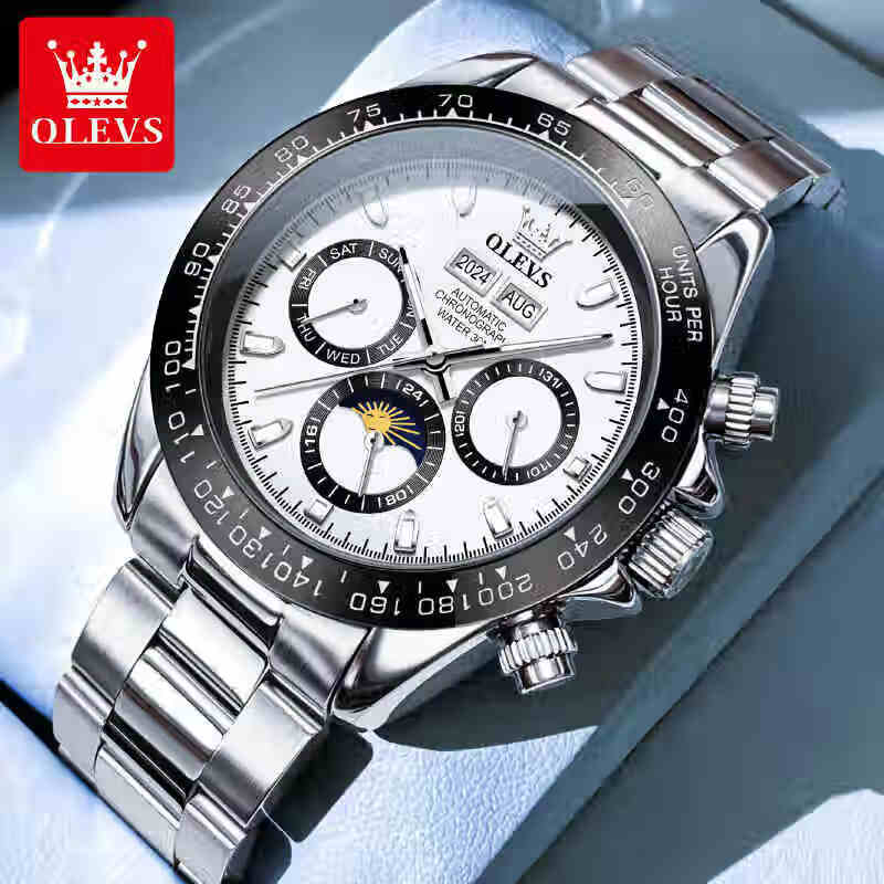 劳力士王子瑞士进口手表男士款迪通拿机械表白熊猫迪防水夜光名牌绿金迪男表 瑞士进口-白熊猫迪