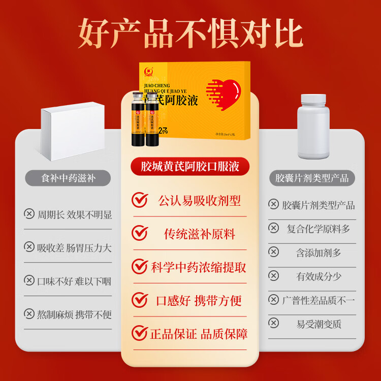 胶城黄芪阿胶浆口服液 山东东阿县阿胶口服液补气血营养滋补品送礼 阿胶浆20ml*12支*2盒（半个月套餐）