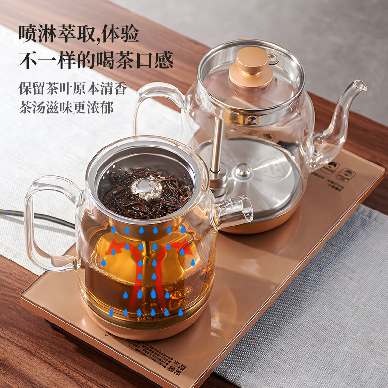 茶皇子（CHAHUANGZI）底部全自动上水电热烧水壶泡茶专用玻璃茶台电茶壶茶桌嵌入式一体 XH-T5N 1L ZC2-M（煮茶款）
