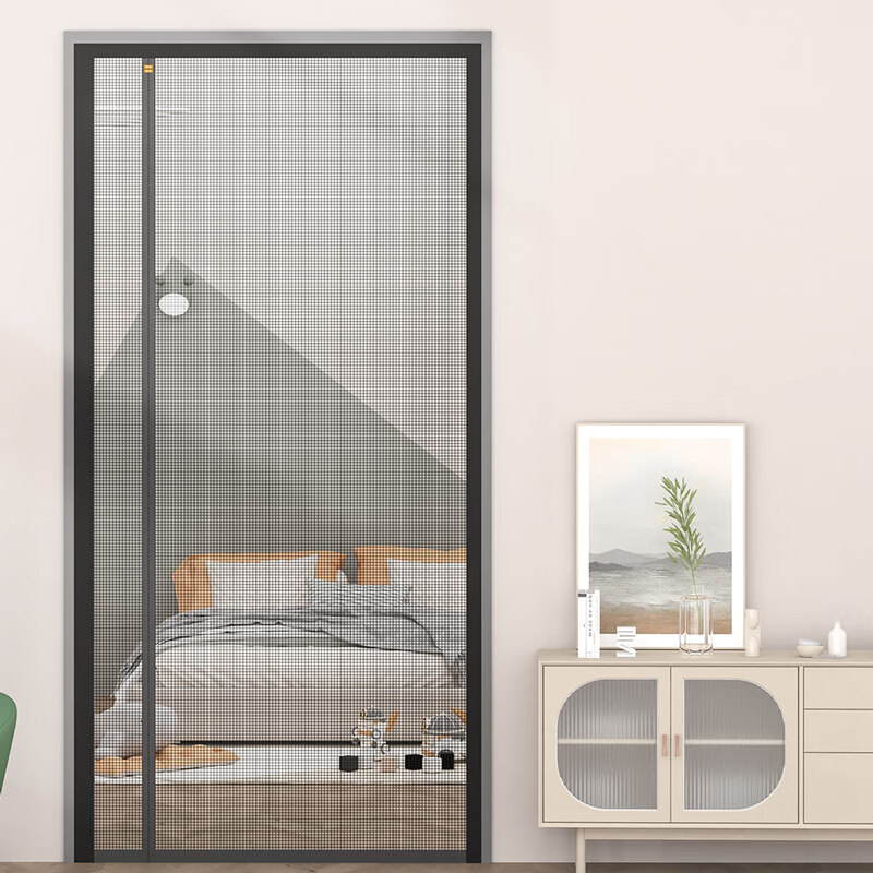 节野管侧开门帘防蚊网魔术贴家用卧室磁性自吸金刚网入户防蝇纱门隔断 【全磁条】祥瑞福【金刚网】 120*230cm【宽*高】