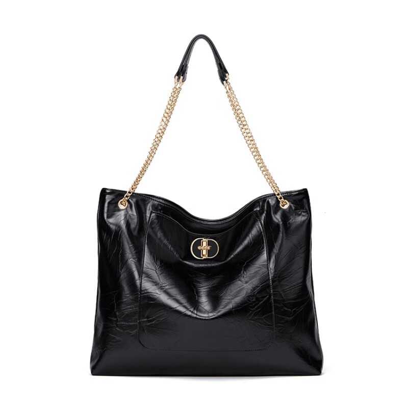 蔻一墨澜单肩托 托特包2025新款大容量电脑包黑色通勤包女大包 黑色_Black_【可放14寸电脑】