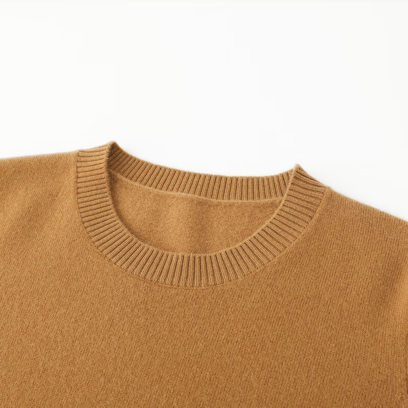 恒源祥圆领纯羊毛衫女秋冬基础打底毛衣纯色时尚套头百搭女装针织衫上衣 小麦色 M /165/88A