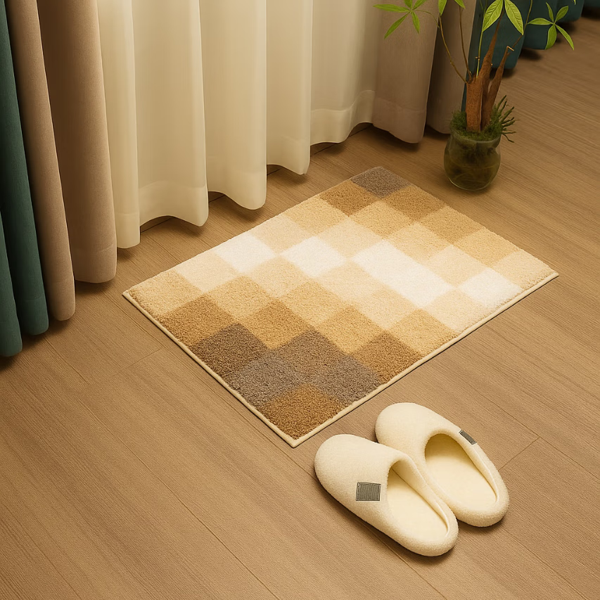 FAMILY HOUSE渐变方格地垫 家用浴室卫生间柔软亲肤防滑吸水地垫 暖阳木光 80cm*50cm 京东折扣/优惠券