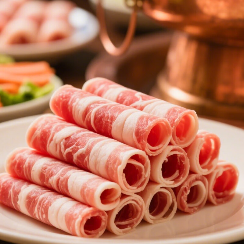 呷哺呷哺内蒙古原切羔羊肉卷火锅涮肉食材肥羊卷生鲜羊肉片春节聚餐礼品 【送冰激凌2杯】原切羔羊肉卷500g*2袋