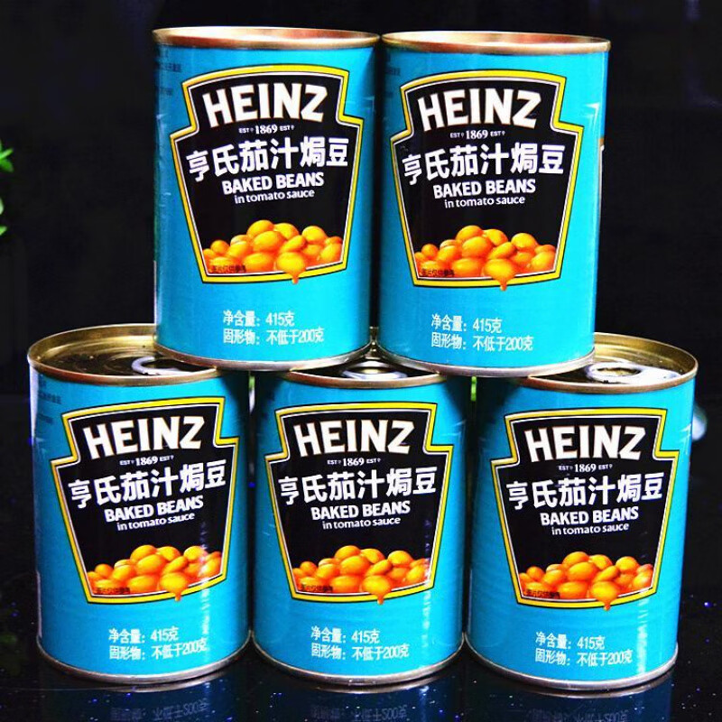 亨氏（Heinz）茄汁焗豆415g*5罐焗汁蔬菜罐頭西式料理早餐意大利面 【茄汁焗豆5個(gè)組合套餐】