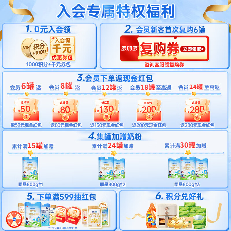 可诺贝儿多加多儿童4段羊奶粉3-6岁高钙好吸收儿童成长奶粉6-15岁益生菌 儿童 800g 12罐