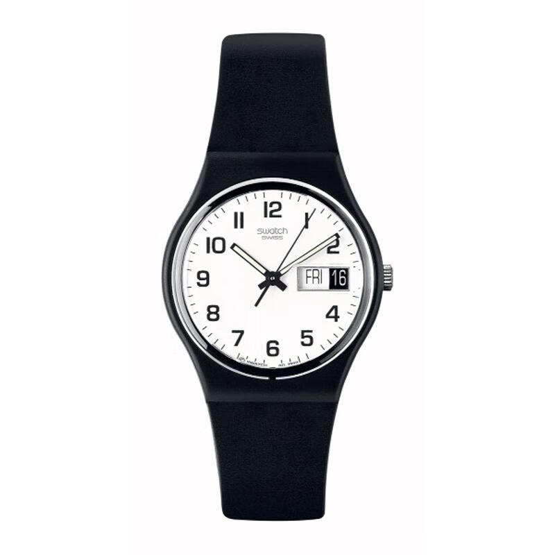 斯沃琪（Swatch）瑞士設(shè)計(jì)時(shí)尚多功能石英腕表中性款情侶手表 Black × White FREE