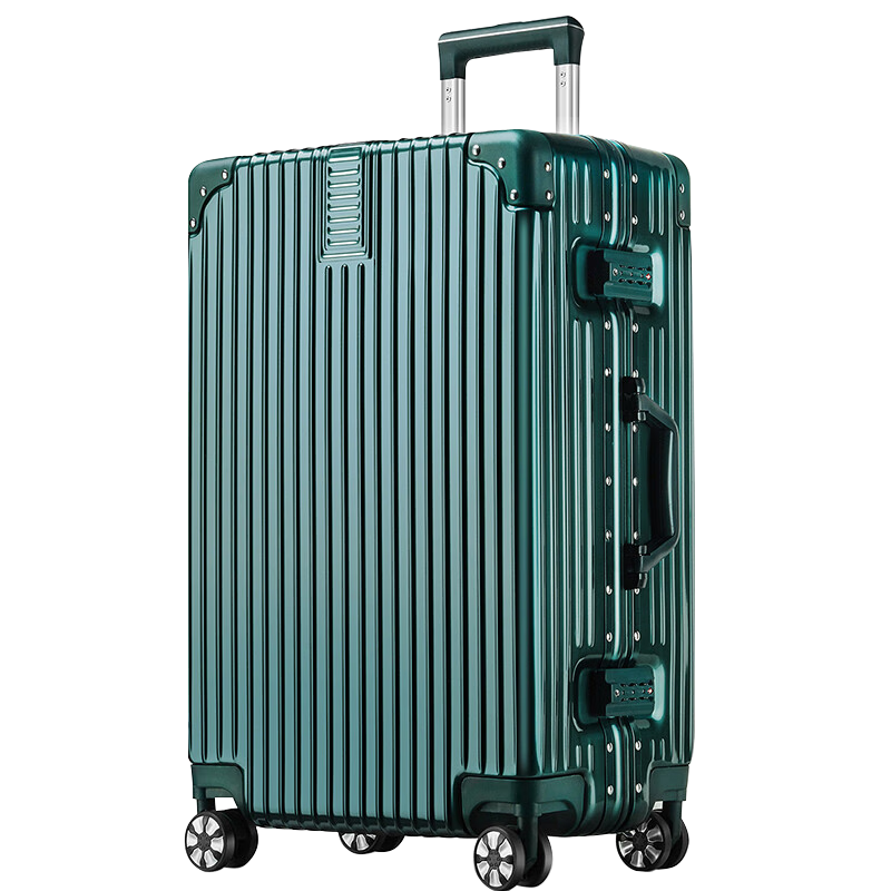 梵地亚行李箱男铝框26英寸拉杆箱大容量旅行箱飞机密码箱包女皮箱子军绿