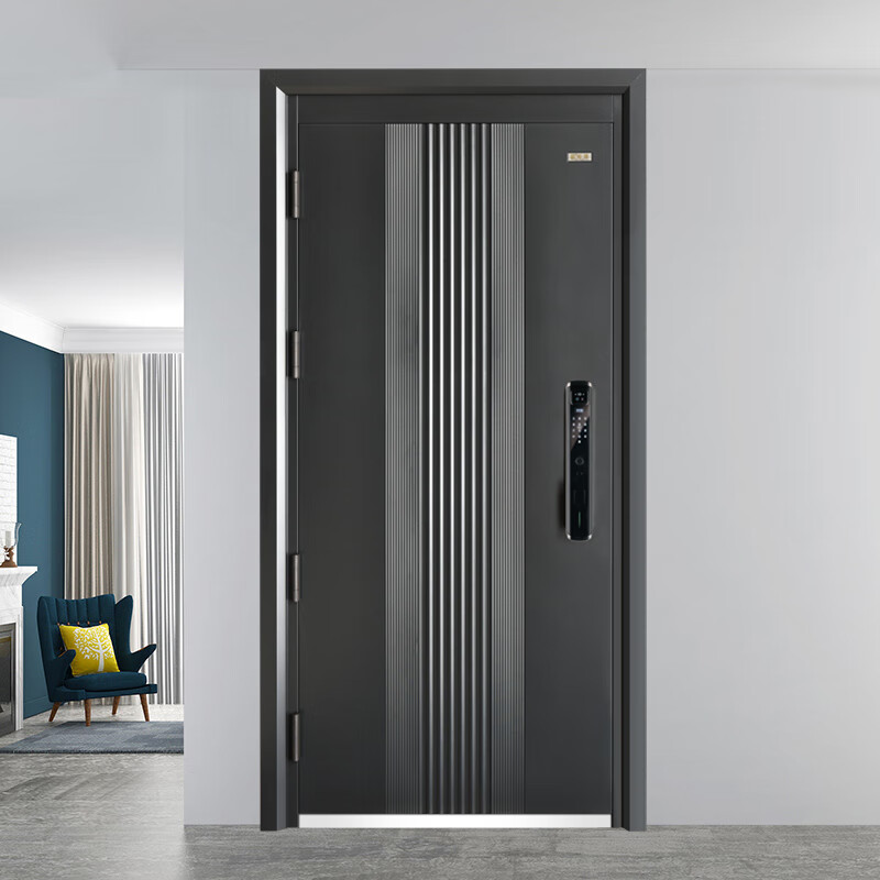 神将甲级防盗门进户门安全门极简家用入户门指纹锁子母门 2050*960外开单门+人脸掌静脉指纹锁