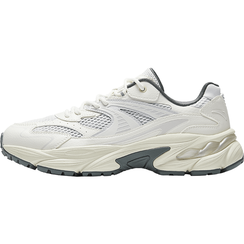 安踏樊振东同款AT802丨潮流复古休闲鞋男女同款冬季缓震运动跑步鞋子 【V1】男-沙粒灰/象牙白/云母灰-1 42 脚长：男生259MM