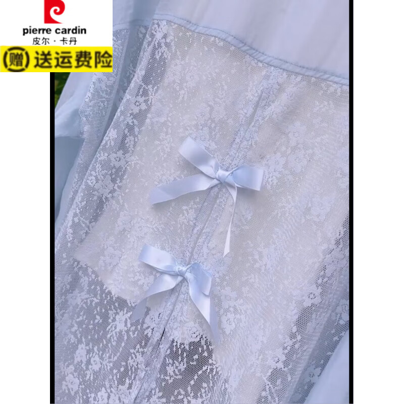 皮尔卡丹（pierre cardin）后背镂空防晒衬衫2025夏季新款小众别致小衫拼接蕾丝长袖衬衣外套 白色 S