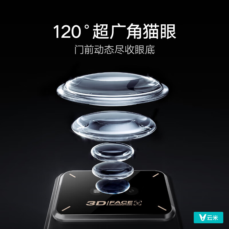 云米(VIOMI)智能门锁2A Pro 3D人脸识别 可视猫眼大屏指纹锁电子密码锁LBT16B 【已接入米家APP】