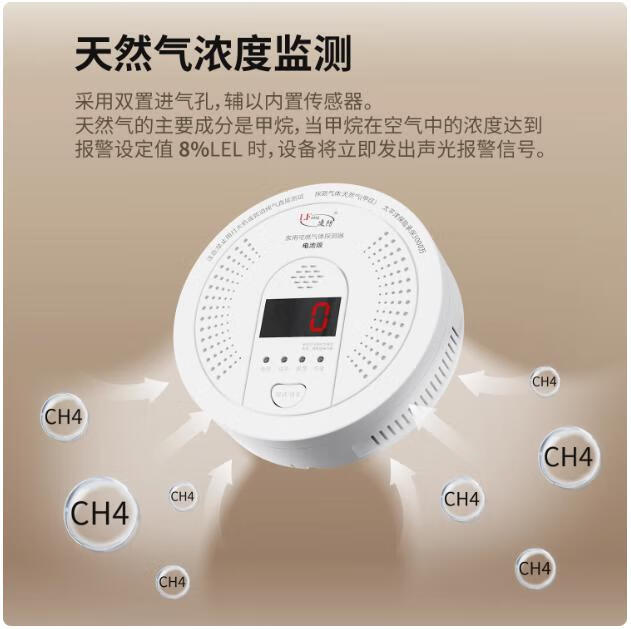 凌防(LFang)天然气报警器家用厨房电池甲烷探测商用无线燃气防泄漏自动切断阀 电池款:天然气报警器+无线直通阀