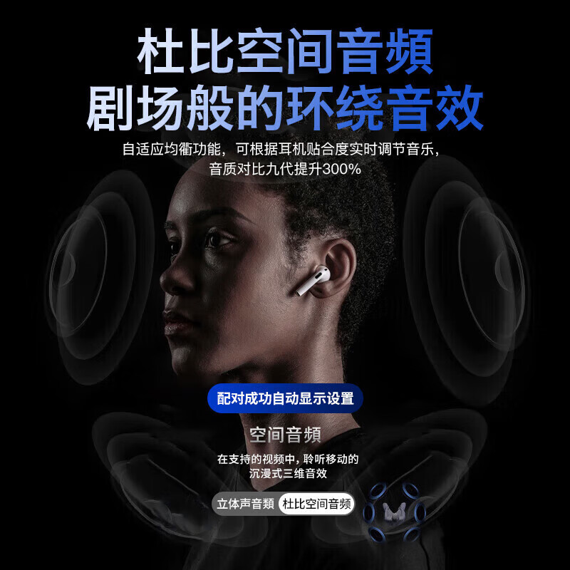 华强北蓝牙耳机【旗舰Air4代】蓝牙耳机无线降噪半入耳式pods耳机适配苹果iPhone16/15/14 【原版全功能降噪版】 空间音频+滑动调音+改名定位