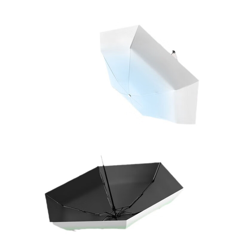 【优选好物】迷你五折叠超轻小巧便携渐变太阳伞女防晒遮阳晴雨伞 五折6骨黑胶渐变色-樱花粉 无规格