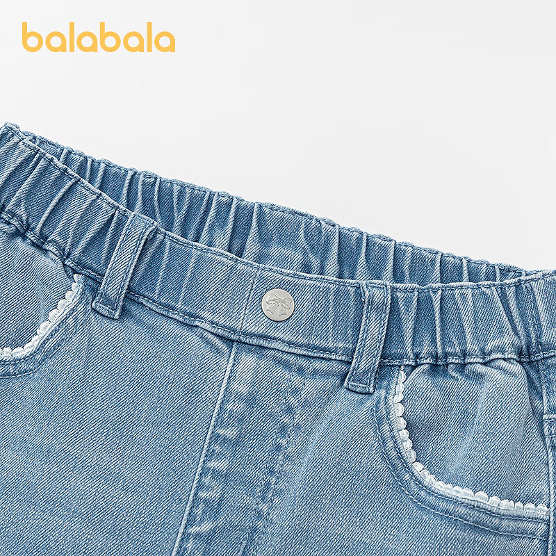 巴拉巴拉balaone儿童牛仔裤女童喇叭裤2025秋新款大童甜美长裤子 牛仔浅蓝88101 165