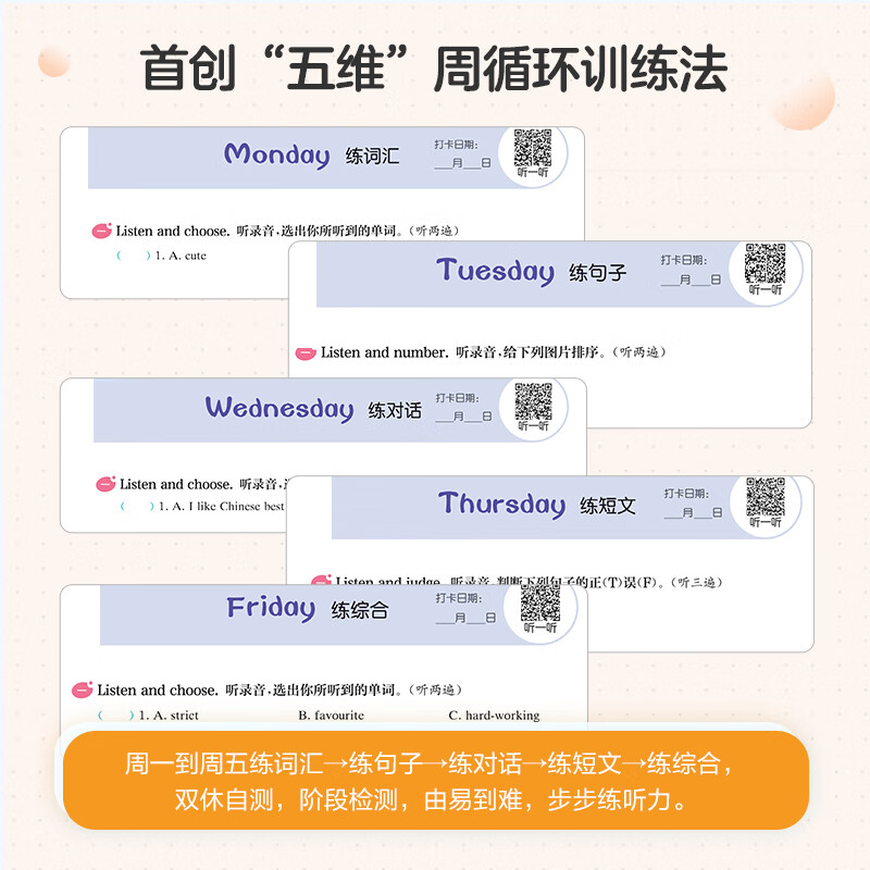 星火英语小学英语听力天天练专项训练全新英语听力能手天天练全国通用小升初学生一二三四五六年级英语听力专项训练习题听力默写强化训练 【五年级】英语听力天天练-外教朗读