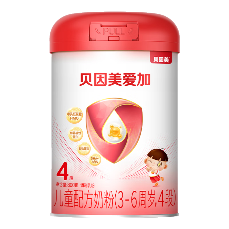 貝因美愛加3-6歲兒童成長奶粉調(diào)制乳粉4段800g 免疫成長奶粉含乳鐵蛋白